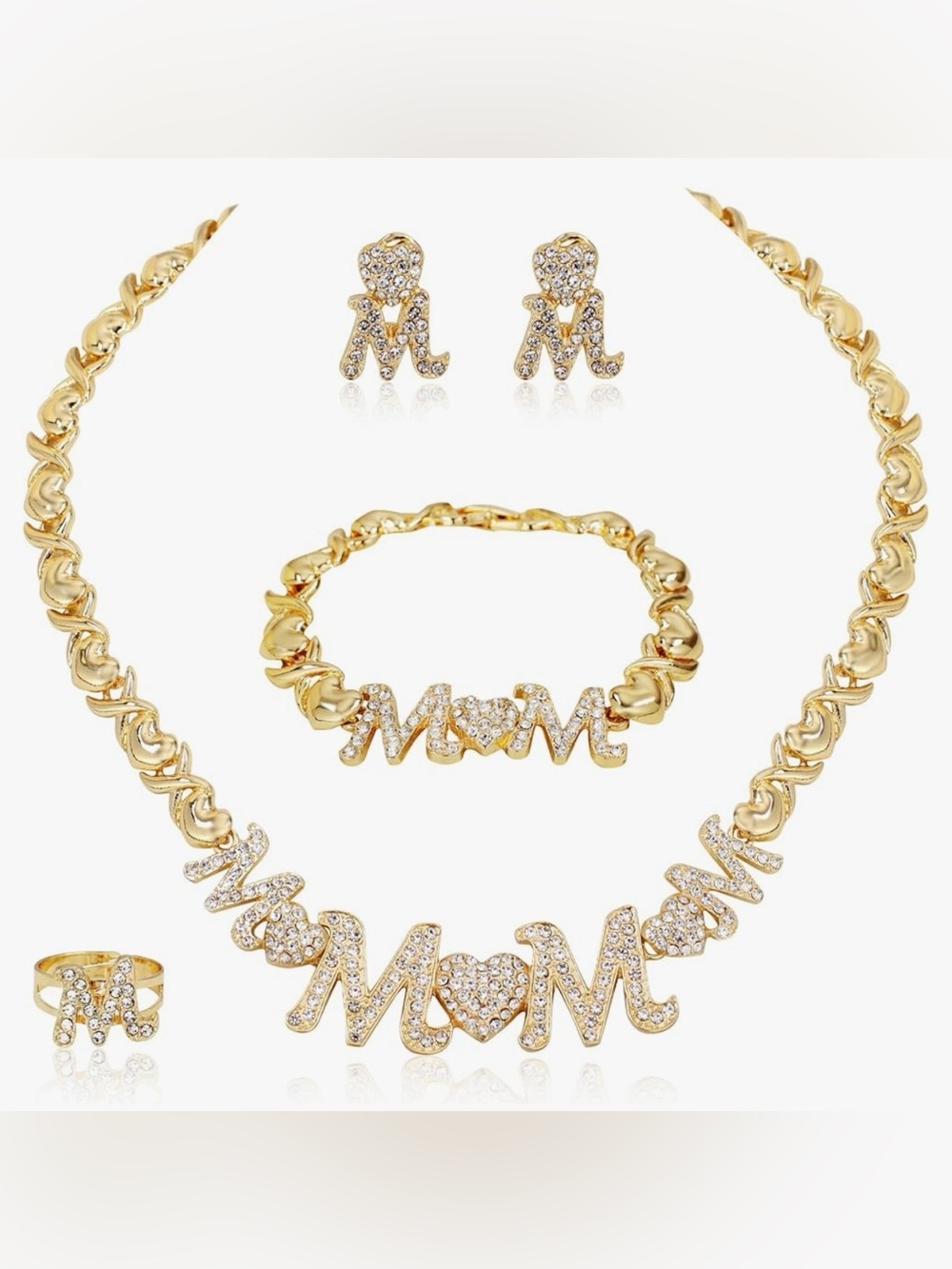 WOMENS FASHION GOLD TONE XO MOM 4 PC JEWELRY SET - Picture 2 of 8